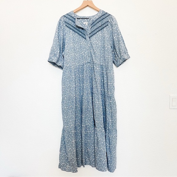 Madewell Light Blue Floral Midi Dress - Picture 3 of 10